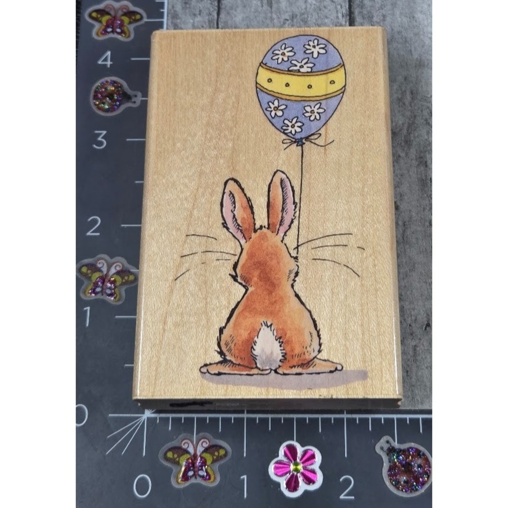 Penny Black Easter Balloon Rabbit 2865K Rubber Stamp Wood #i43